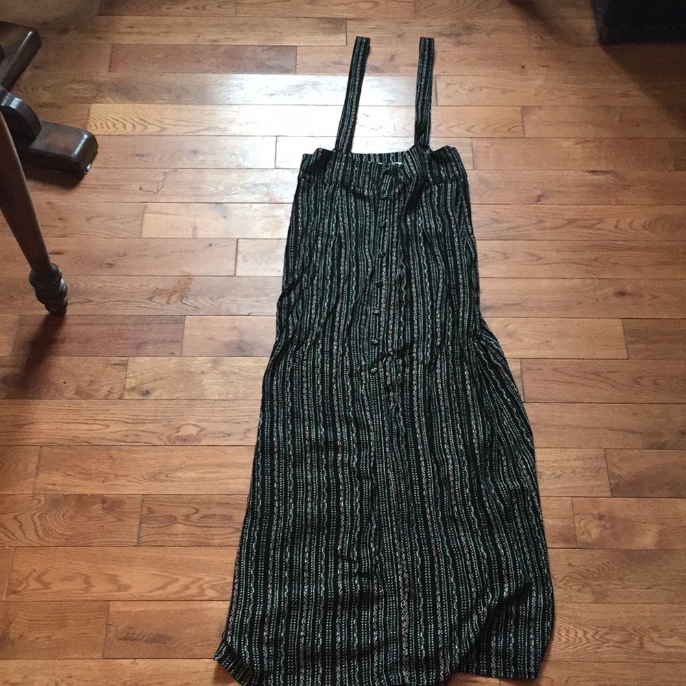 Mind code button up suspenders skirt